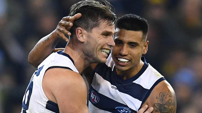 Tom Hawkins has been in red-hot form for Geelong in the past month. Picture: Quinn Rooney/Getty Images.