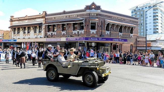 Anzac Day parade through the Ipswich CBD on Wednesday. Picture: Rob Williams