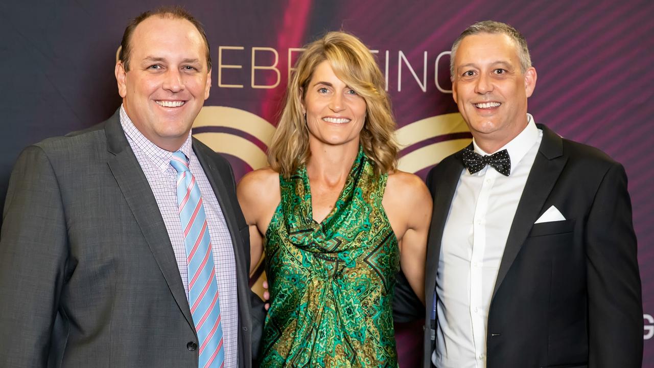 Tim Henderson, Amanda Boxall, Steven Boxall at the 2021 Resource Industry Network awards at the MECC. Picture: Tristan Mariano