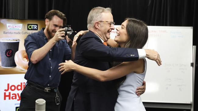 NCA 2025 Federal Election Liberal Bus.  Prime Minister Anthony Albanese meets with executive producer Molly Rose, at a radio interview with Jodie Oddy and Andrew Hayes from the Jodie and Hayesy breakfast show on Nova, during the 2025 federal election campaign, in Adelaide, SA, on Tuesday 1 April 2025.  Pool photo:  NewsWire/ Alex Ellinghausen