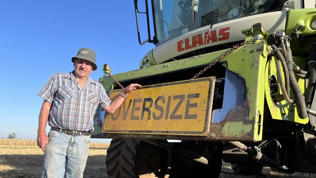 Kevin Martin from Oaklands is president of the Billabong Crows Footy Club and is harvesting a wheat crop to raise money for the club. Picture: Nikki Reynolds