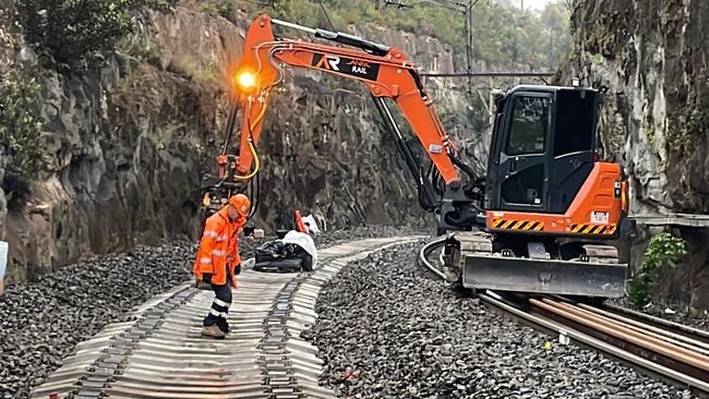 Repair work continues on the shuttered Blue Mountains line as it gears up to re-open to passenger services in late January. Picture: Supplied