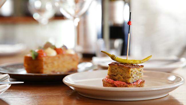 Spanish omelette pintxo with Ostargi guindilla pepper. Picture: Adam Yip.