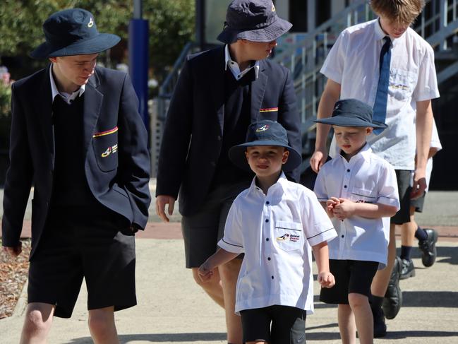 Ballarat Christian College preps started their first morning with Year 12 buddies. Picture: Ballarat Christian College