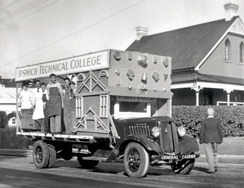 Ipswich Technical College float, Whittakers truck, 1960s.