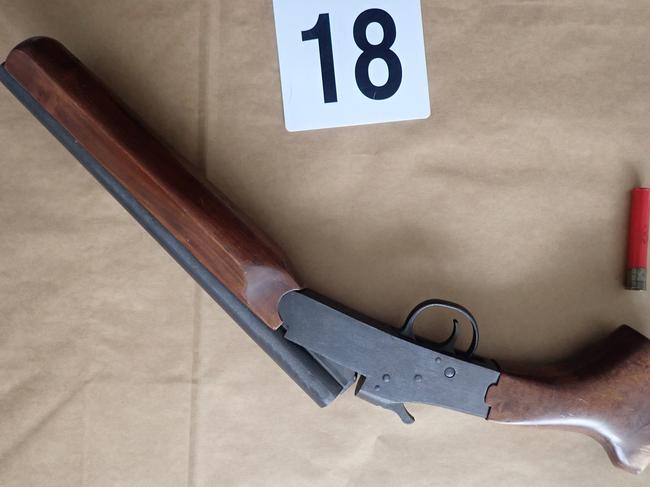 A sawn-off shotgun and ammunition found in a raid on a property at Risdon Vale. Picture: Tasmania Police