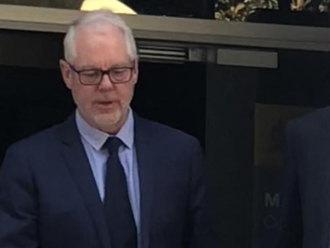 Matthew Page, 62, of Newport, leaving Manly Local Court on Thursday where he faced a string of charges related to allegations that he recorded intimate images of people including a 13-year-old girl, at an Airbnb on the northern beaches. Picture: Manly Daily