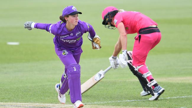 Emily Smith of the Hurricanes in action during the Women's Big Bash League against the Sydney Sixers. Picture: Getty Images