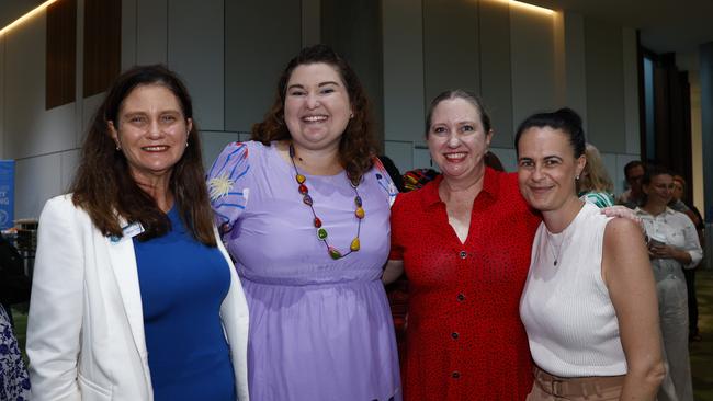 Nicole Tobin, Hannah Boon, Helene Goggin and Kay Judd at the Cairns Regional Council's International Women's Day 2024 awards, held at the Cairns Convention Centre. Picture: Brendan Radke