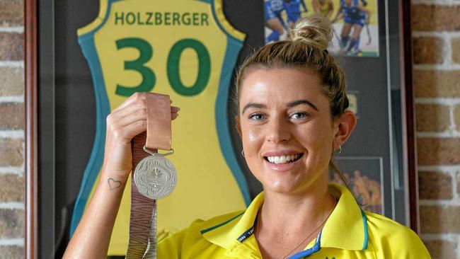 Ipswich Hockeyroo Jordyn Holzberger returned to Ipswich after winning a silver medal at this year's Commonwealth Games. Picture: Rob Williams