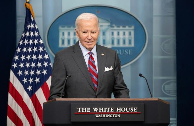 US President Joe Biden speaks during the daily press briefing at the White House in Washington on October 4, 2024