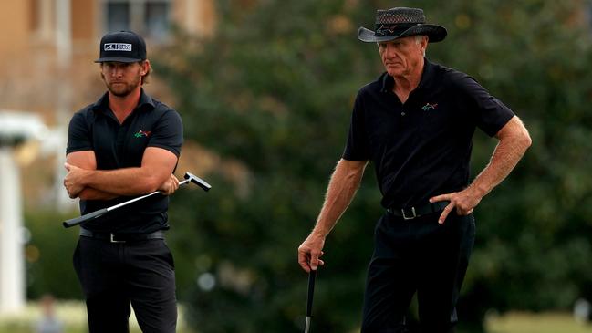 Greg Norman and Greg Norman Jr in 2020. Picture: Getty Images