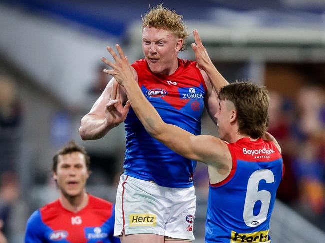 Clayton Oliver played his best game of the year. Picture: Russell Freeman/AFL Photos via Getty Images