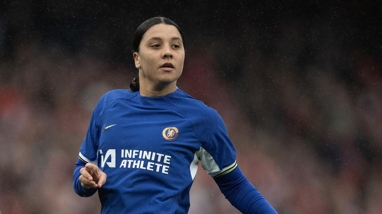 LONDON, ENGLAND - DECEMBER 10: Sam Kerr of Chelsea during the Barclays WomenÃ&#130;Â´s Super League match between Arsenal FC and Chelsea FC at Emirates Stadium on December 10, 2023 in London, England. (Photo by Visionhaus/Getty Images)