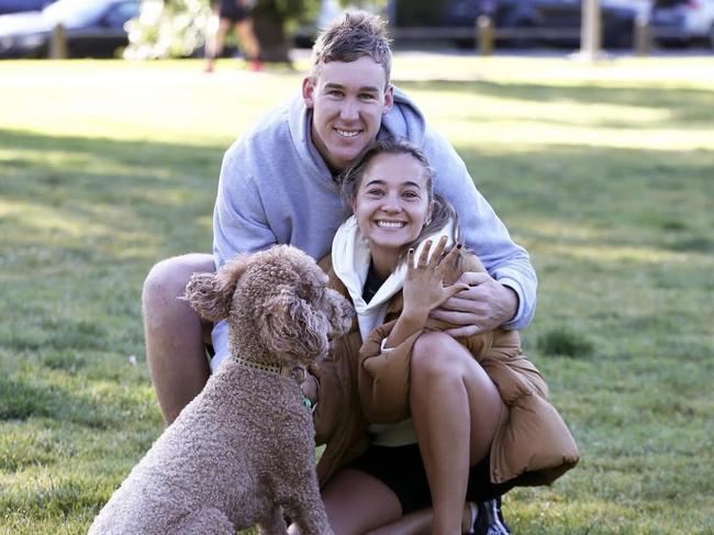 Gryff the groodle was part of Lynch’s surprise proposal. Picture: Supplied