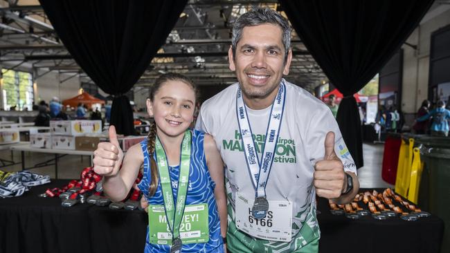 HOBART AIRPORT MARATHON 2024 Maeve Hosseini and Hossein Hosseini. Picture: Caroline Tan
