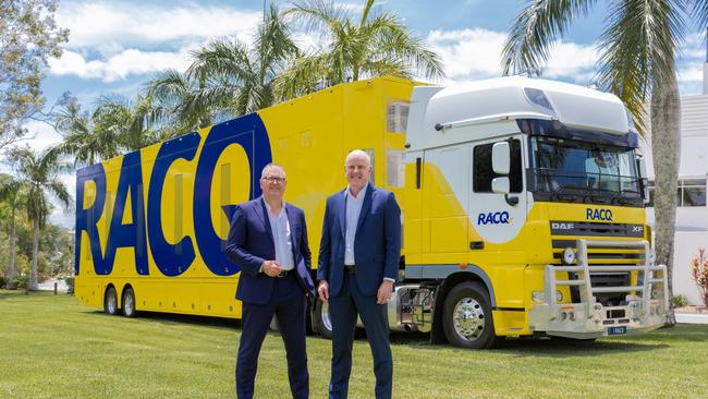 IAG chief executive Nick Hawkins with RACQ group chief executive David Carter.