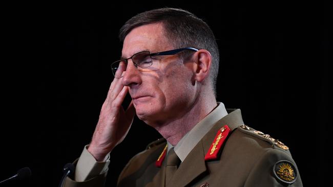 Chief of the Australian Defence Force General Angus Campbell delivers the findings of the Brereton Report earlier this month. Picture: Mick Tsikas