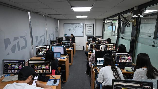 Students attend a course on selling products on TikTok at Mede Education Technology's e-commerce school in Guangzhou, in southern China's Guangdong province. Picture: AFP