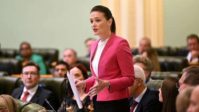 BRISBANE, AUSTRALIA - NewsWire Photos - FEBRUARY 22, 2023. Queensland Youth Justice Minister Leanne Linard speaks during Question Time at Parliament House. Picture: NCA NewsWire / Dan Peled