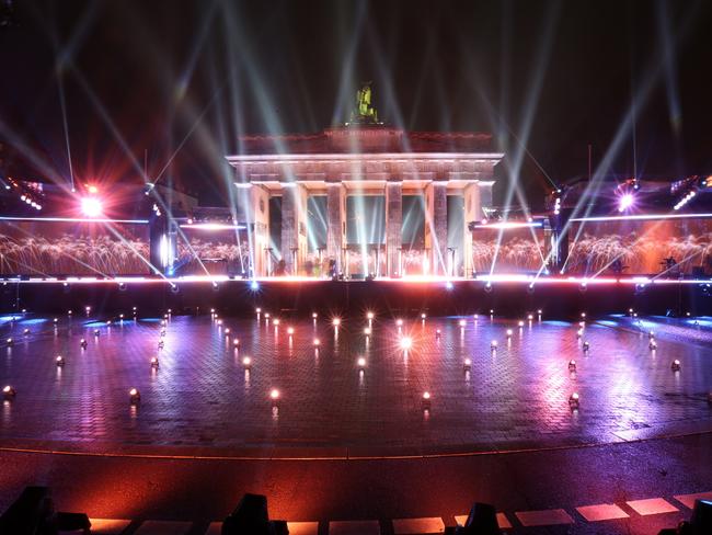 Pyrotechnics operate at midnight with no live audience during televised-only New Year's Eve celebrations held near the Brandenburg Gate on January 01, 2022 in Berlin, Germany. Picture: Getty