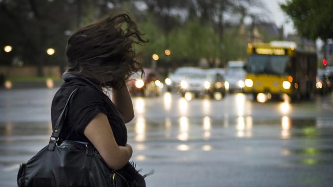 Adelaide wild weather – strong winds and rain hit Adelaide. Picture: Mike Burton