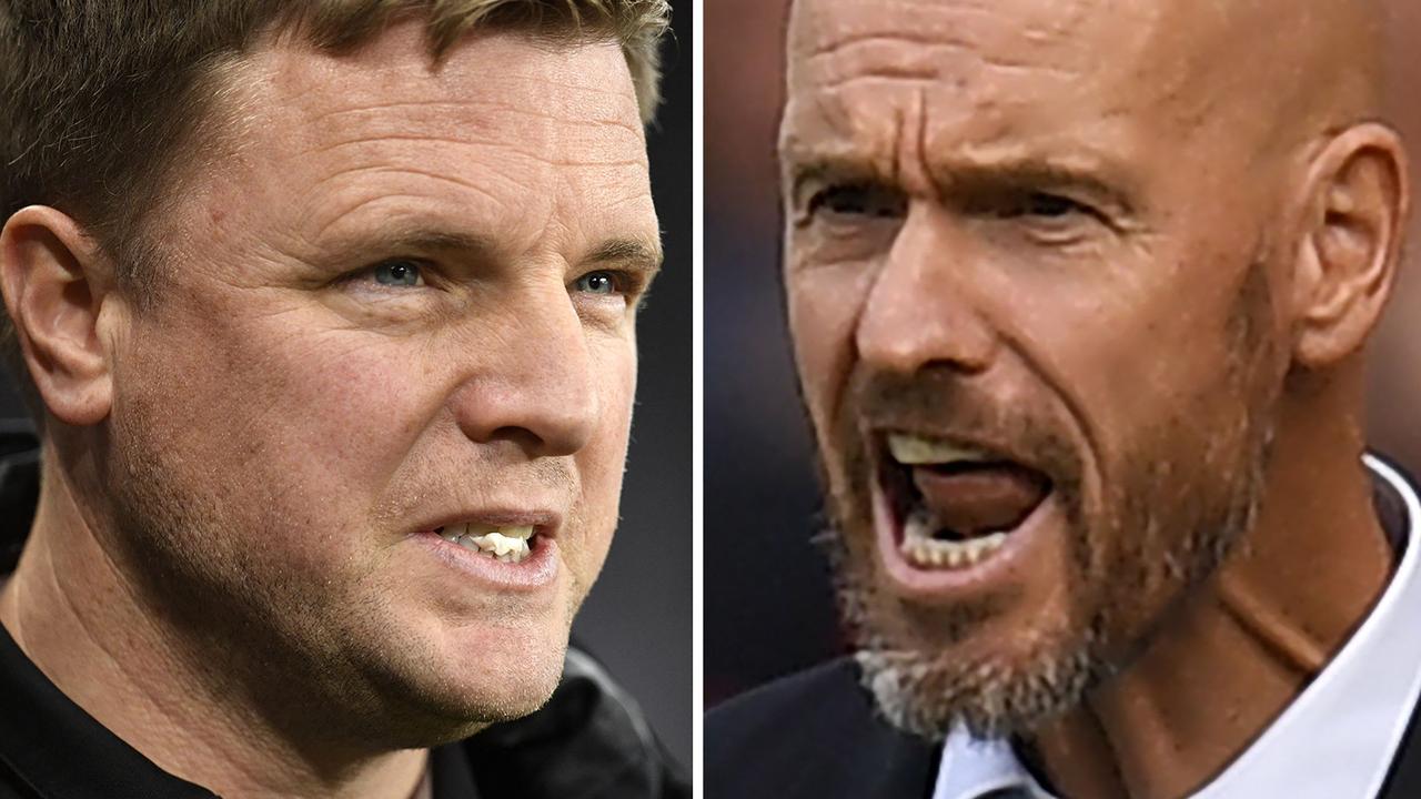 Eddie Howe và Erik ten Hag sẽ so tài quản lý của họ với nhau trong trận chung kết Carabao Cup.  (Ảnh của Oli SCARFF/AFP)