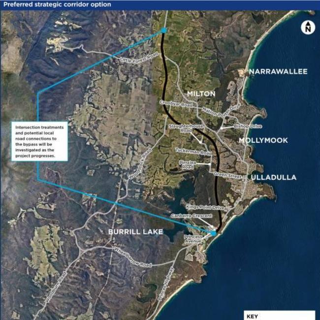 The NSW Government’s preferred Milton Ulladulla bypass route. Picture: Transport NSW