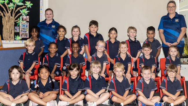 Mackay Christian College Prep B Back row: Paul, Lexi, Rahnee, Ezra, Sophie, Sonny, Zacharias Middle row: Logan, Vhenekai, Issy(Titende), Theodore, Hanru, Carter, Maddy Front row: Ethaniel, Kaely, Charlize, Laura, Thomas, Lachlan, Hayden Teacher: Ms Bianca Thompson, Teacher aid: Mrs Joh Harch Picture: Michaela Harlow.