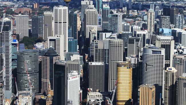 Cities in flux … Sydney’s central business district could lose $25bn in value as some companies shift to a work-from-home model. Picture: John Feder