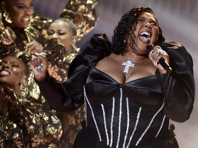 Lizzo performs onstage at the Grammys. Picture: Getty Images via AFP