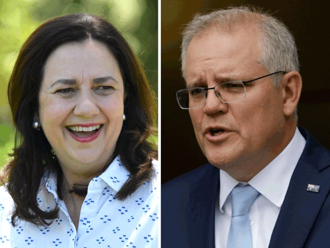 Queensland Premier Annastacia Palaszczuk, left, and Prime Minister Scott Morrison.