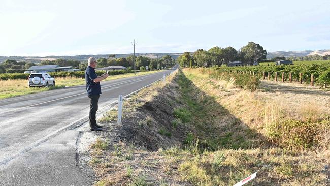 The ditch on the side of the road where the crash occurred. Picture: Keryn Stevens