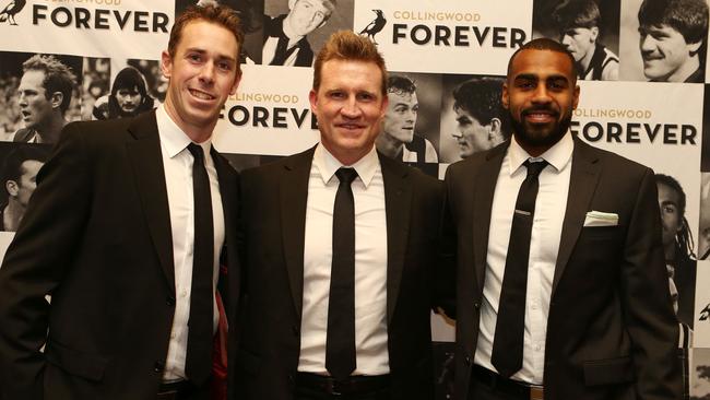 Nick Maxwell, Nathan Buckley and Heritier Lumumba at a Collingwood best and fairest. Picture: Julie Kiriacoudis