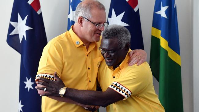 There are very good reasons why Morrison did not go to visit the Solomons himself, like a Big White Colonialist demanding obedience. Picture: AAP