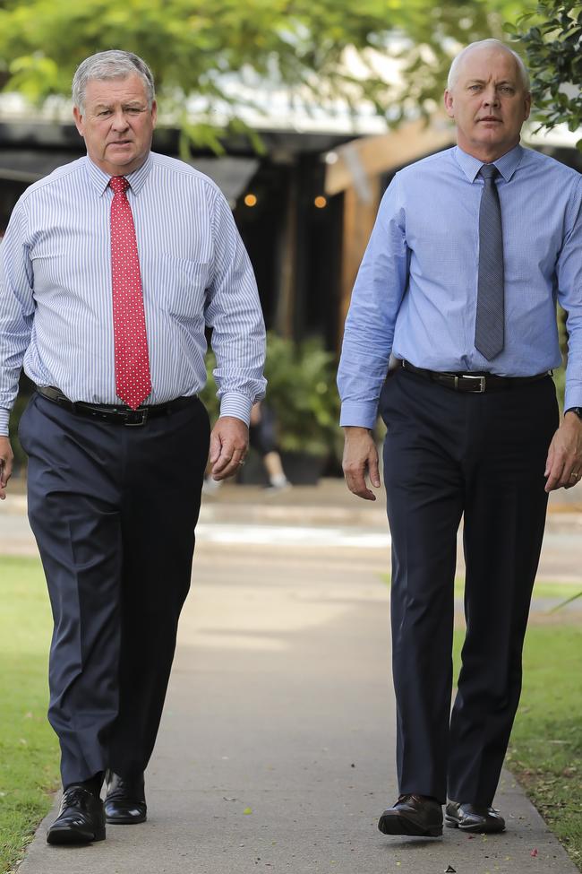 Mark Ainsworth (left) and Ross Barnett have turned their hand to justice in the racing industry, as deputy commissioner and commissioner of the Queensland Racing Integrity Commission.