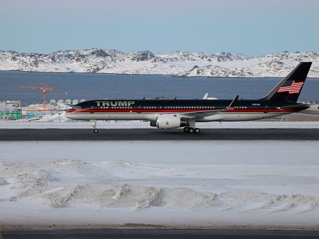 An aircraft carrying US businessman Donald Trump Jr. arrives in Nuuk, Greenland on January 7, 2025. Picture: Emil Stach / Ritzau Scanpix / AFP.