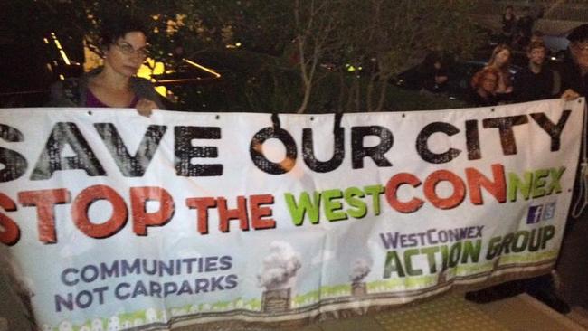 Angry protesters outside the first meeting of the new Inner West Council. Picture: WestCONnex Action Group