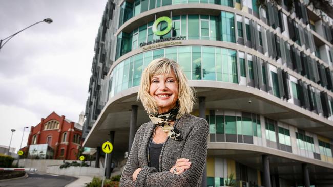 Olivia Newton-John visits the ONJ Cancer Wellness and Research Centre in 2018. Picture: Nicole Cleary