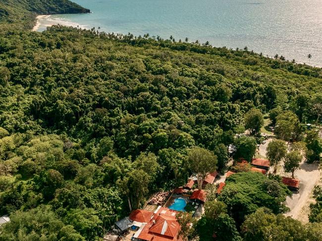 An aerial of PK's Jungle Village in the Daintree Rainforest.