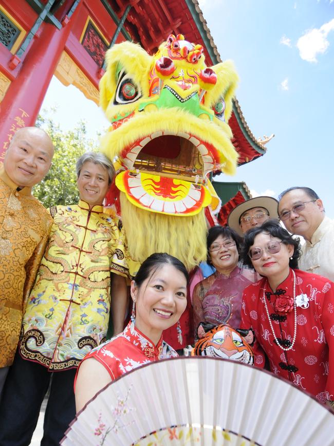 Jing Lee, front, in Chinatown to promote Chinese New Year celebrations.