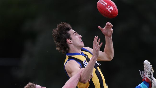 Max King soars for a contested mark in the VFL. Picture: Michael Klein.