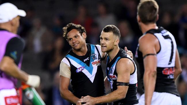 Port Adelaide’s Robbie Gray will celebrate his 200th AFL game on Saturday. Picture: AAP Image/Joe Castro