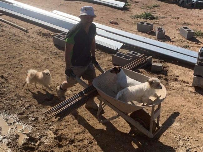 John Swiety and his two pet dogs, who were found on the Bonang highway.