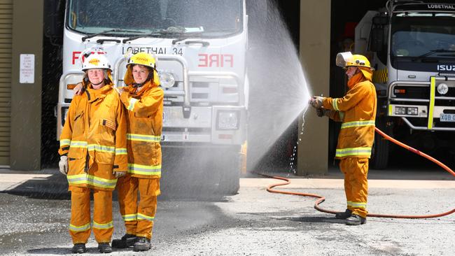 Lobethal CFS volunteers Margaret Evans, Dianne Pearson and Richard Pearson. Picture: Tait Schmaal