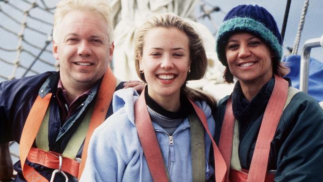 The final three contestants in TV show "The Mole" - Alan Mason, Abby Coleman and Jan Moody.