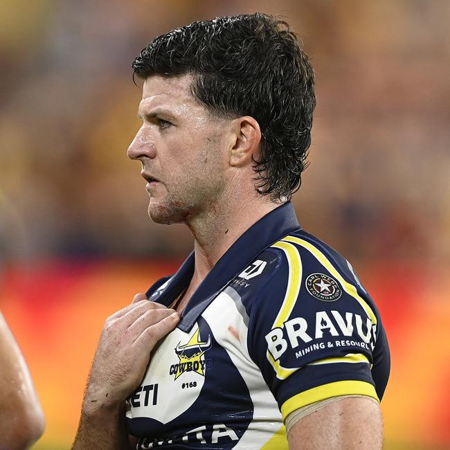 Chad Townsend looks dejected after losing the round 23 NRL match to the Broncos. (Photo by Ian Hitchcock/Getty Images)