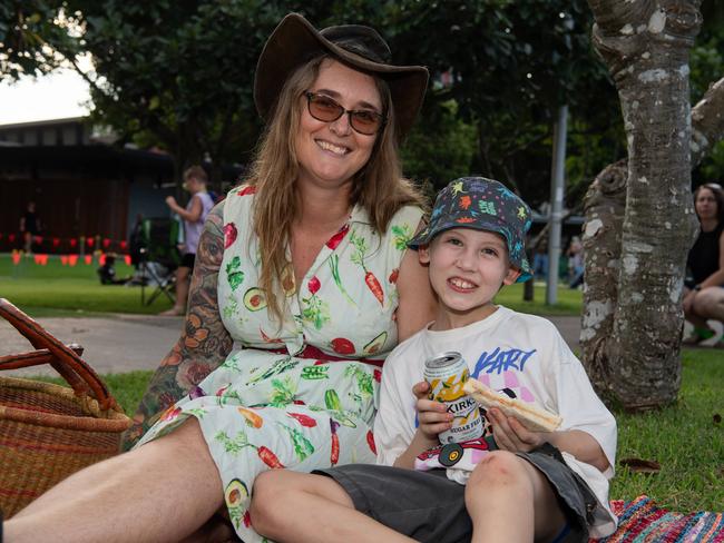 DARWIN, AUSTRALIA Sunday, 31 December, 2023:DARWIN NEW YEARS EVE 2023 Dan Edwards and Angus Sistrom pose for a photo at Darwin Waterfront. Picture: Pema Tamang Pakhrin