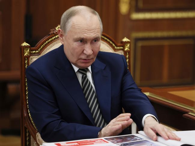 Nyet? Russian President Vladimir Putin speaks during a meeting on Tuesday. Kremlin Pool photo via AP