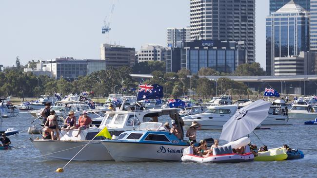 Crowds enjoy the Australia Day celebrations on the South Perth foreshore.